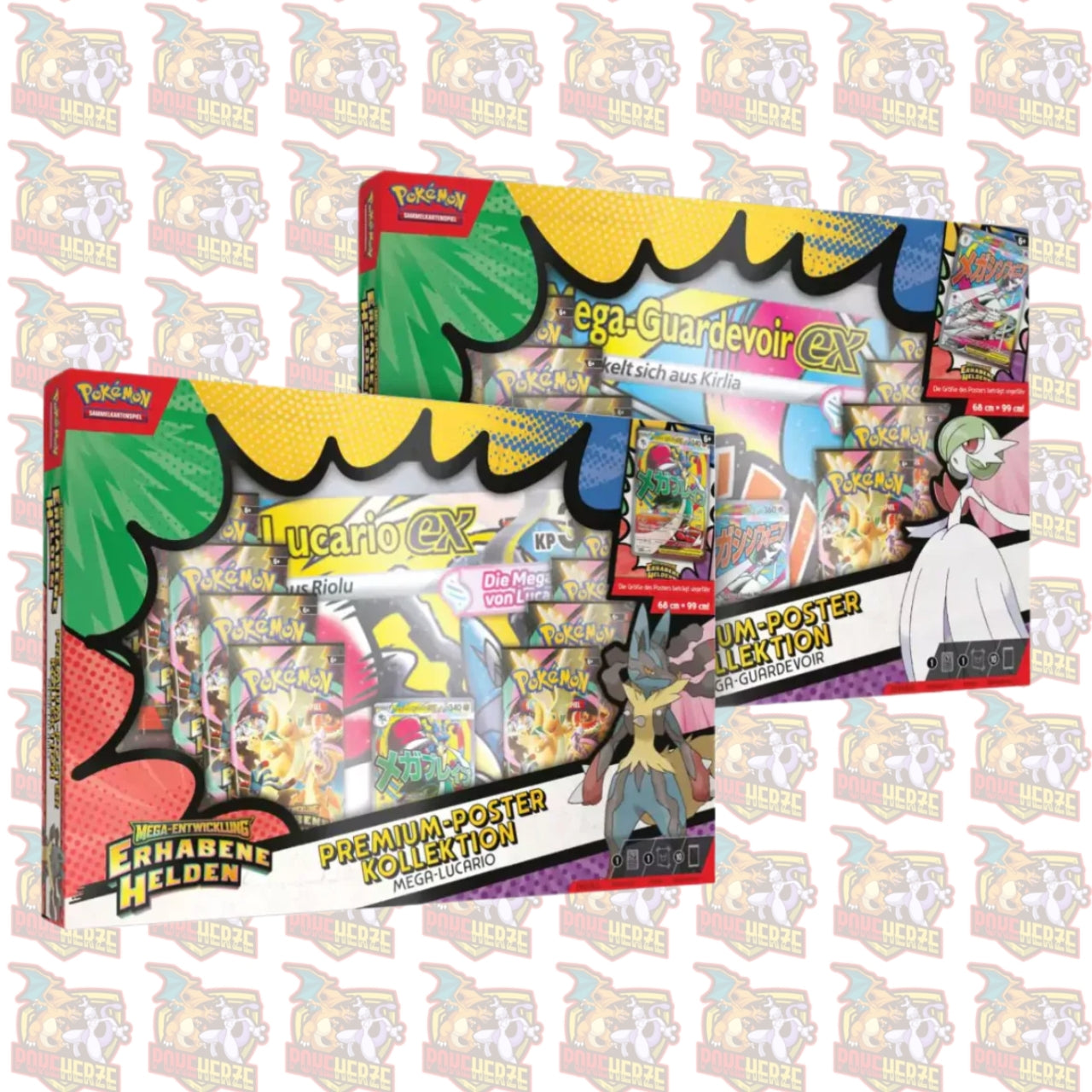 Pokemon Erhabene Helden Poster Kollektion Lucario Guardevoir Deutsch Sealed