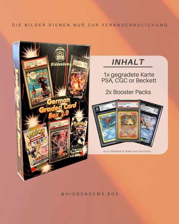Hidden Gems Pokémon German Graded Card Booster Box 2.0 – Mystery Box mit PSA CGC Beckett Karte