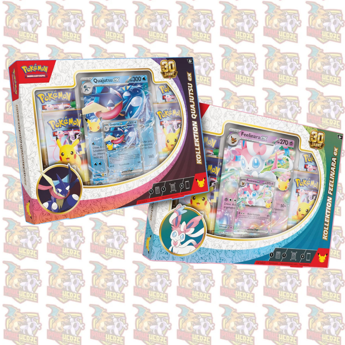 Pokémon 30 Jahre ex-Kollektion Feelinara-ex oder Quajutsu-ex – Deutsch Sealed