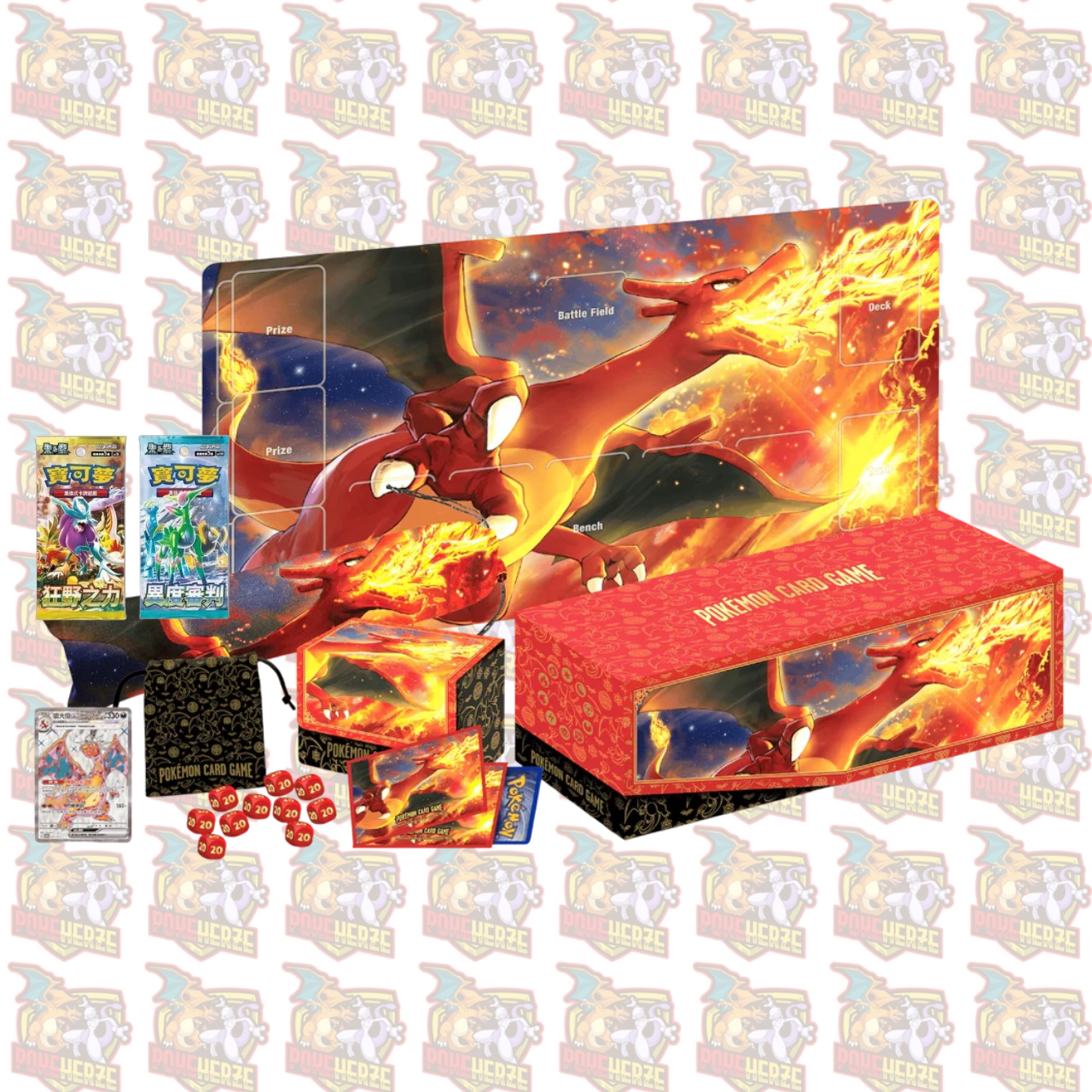 Pokémon Charizard Glurak ex Premium Box T-Chinesisch mit Promo Karte und 10 Boostern Sealed